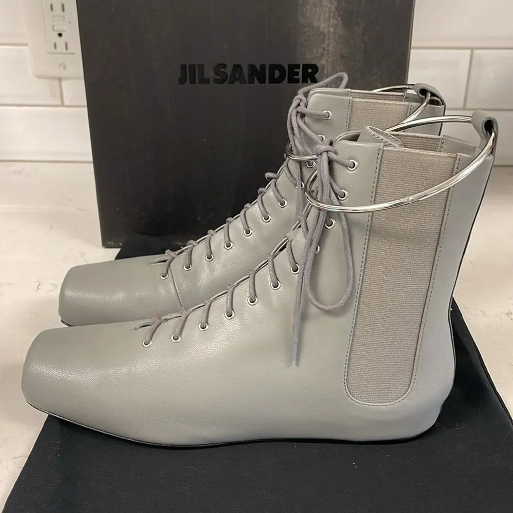Jill Sander Grey Leather Boots Size 38 Never Worn Ballet Boots Size 8